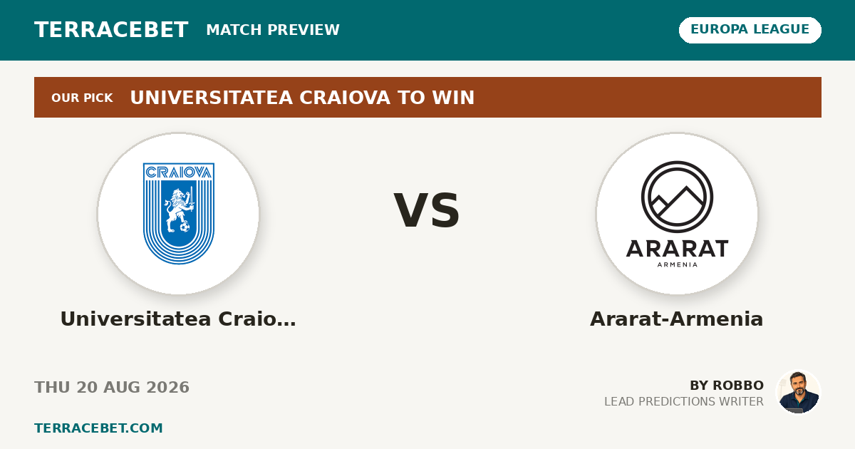 Universitatea Craiova vs Ararat-Armenia preview by Robbo for TerraceBet