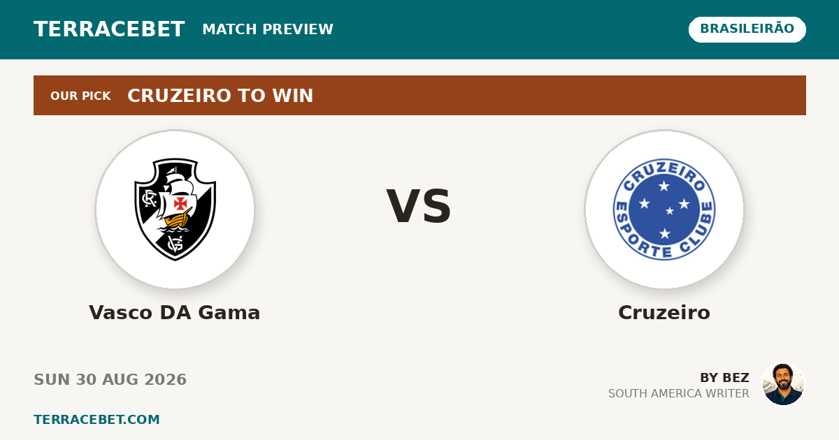 Vasco DA Gama vs Cruzeiro preview by Bez for TerraceBet